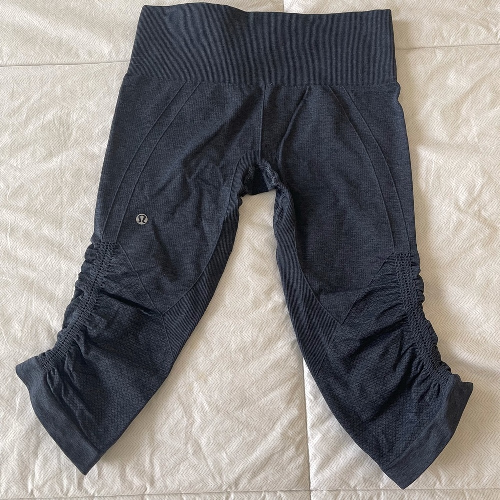 Lululemon Charcoal Gray In The Flow Crop
